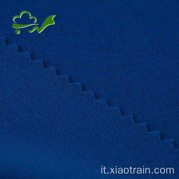 Tessuto in poliestere intrecciato a doppia maglia blu per abbigliamento